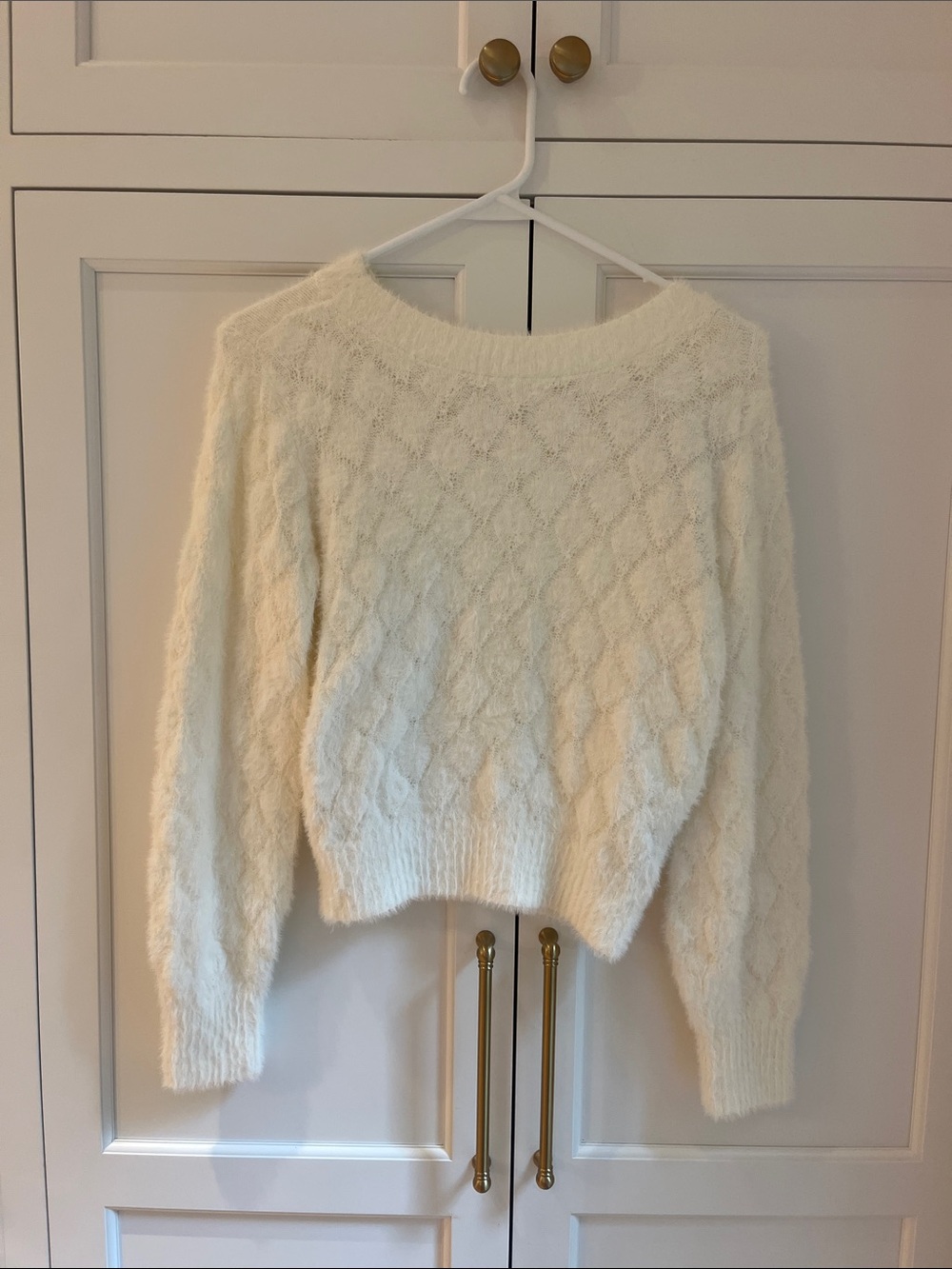 abercrombie kids Cream Cable-Knit Crew Sweater